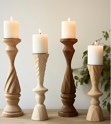 Porta velas tallado a mano